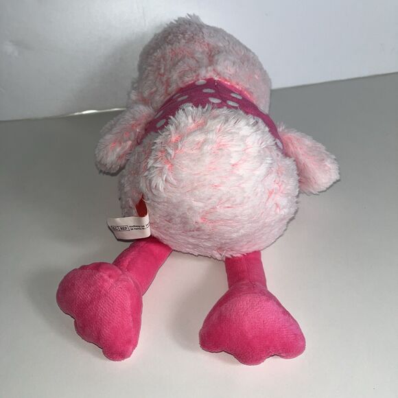 Gitzy Pink Duck Plush Stuffed Animal Baby Toy White Polka Dots Rattle Duckie 13” - Picture 5 of 8